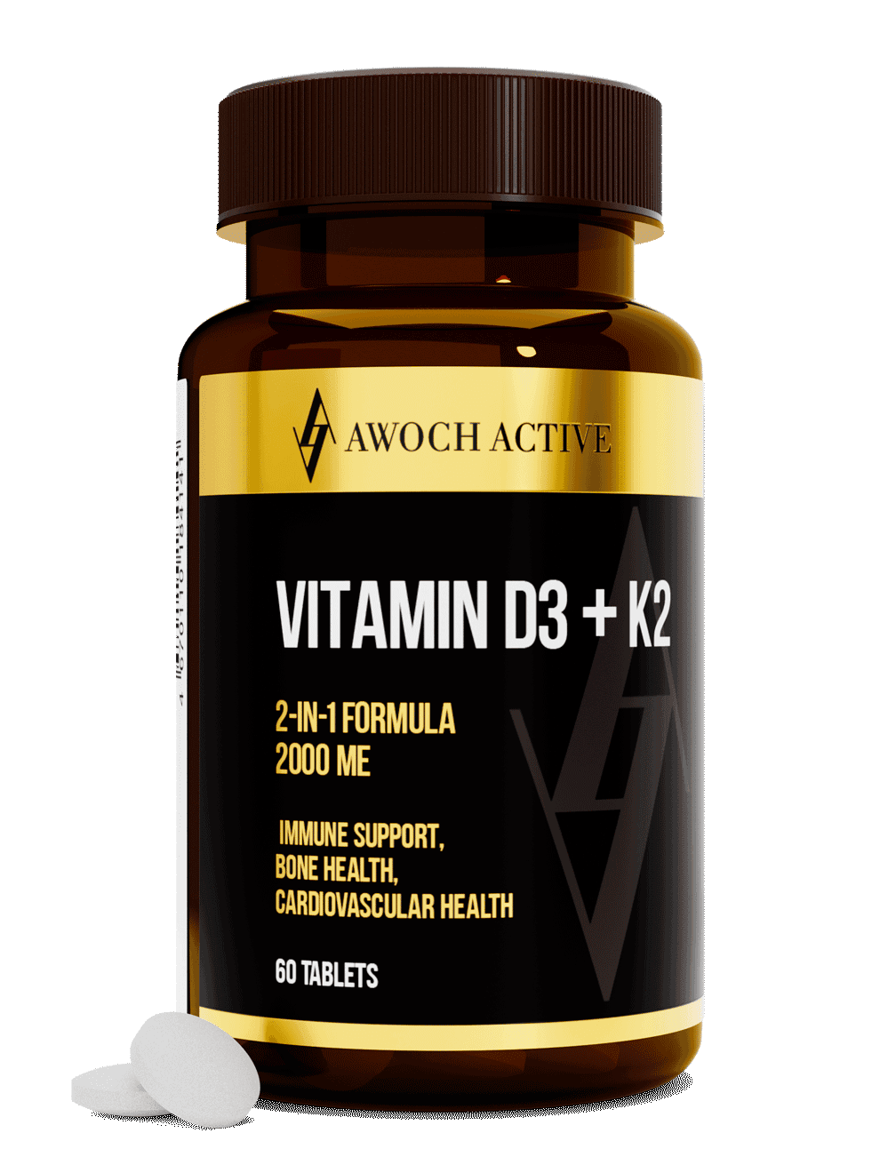 VITAMIN D3 + K2 (Витамин Д3+К2), 2000МЕ, таблетки, 60шт, 345мг тм AWOCHACTIVE