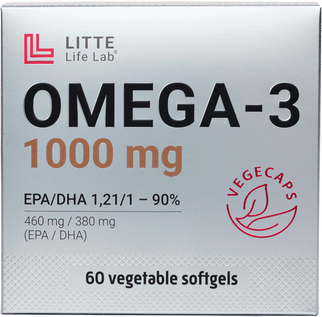 OMEGA-3 Litte Life Lab 1000 мг, вегетарианские капсулы, 60 шт, Litte Life Lab