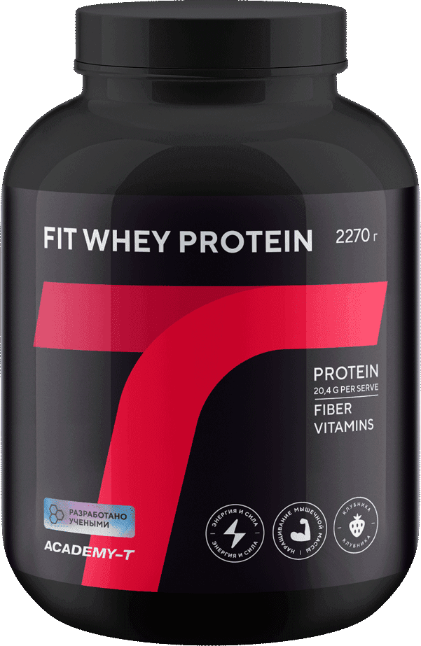 Fit Whey Protein, 2270 г, клубника, порошок. АКАДЕМИЯ-Т