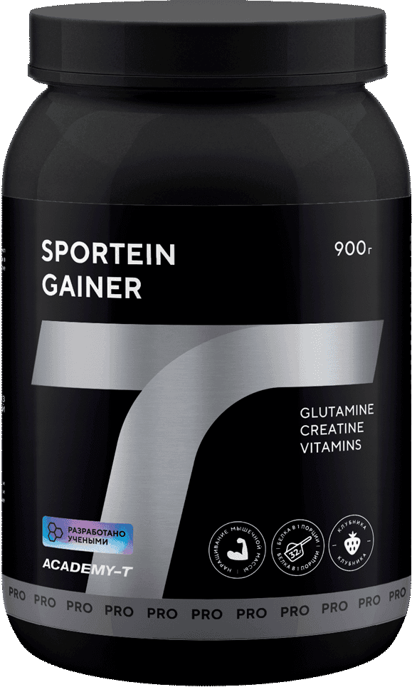 Гейнер Gainer Sportein®, 900 г, клубника, порошок. АКАДЕМИЯ-Т
