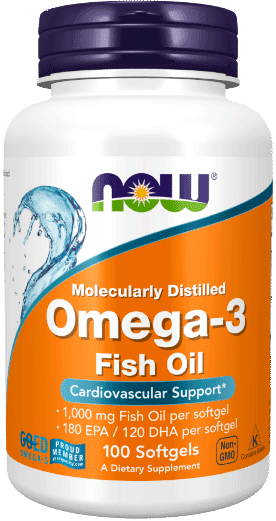 Омега-3 / Omega-3, 1000 мг, 180 ЭПК, 120 ДГК, капсулы, 100 шт. NOW Foods