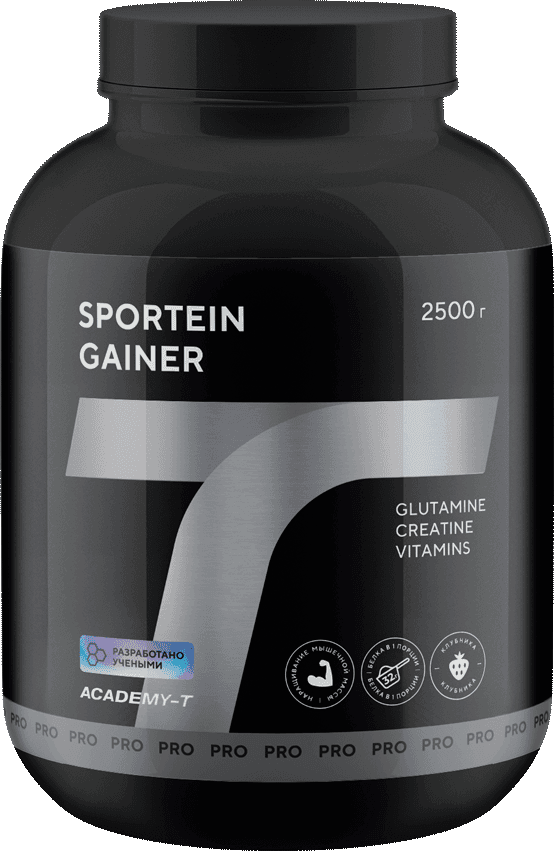 Гейнер Gainer Sportein®, 2500 г, клубника, порошок. АКАДЕМИЯ-Т